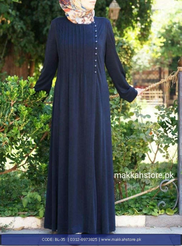 TURKISH BLUE SIDE PLEATS ABAYA