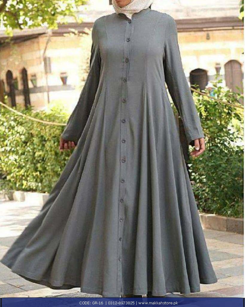 TURKISH GREY FRONT ABAYA