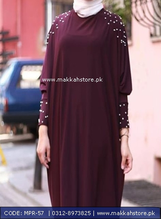 TURKISH MAROON PEARLS ABAYA